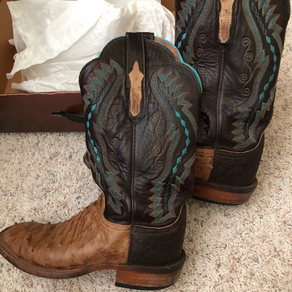 Lucchese ostrich leather cowgirl cowboy boots